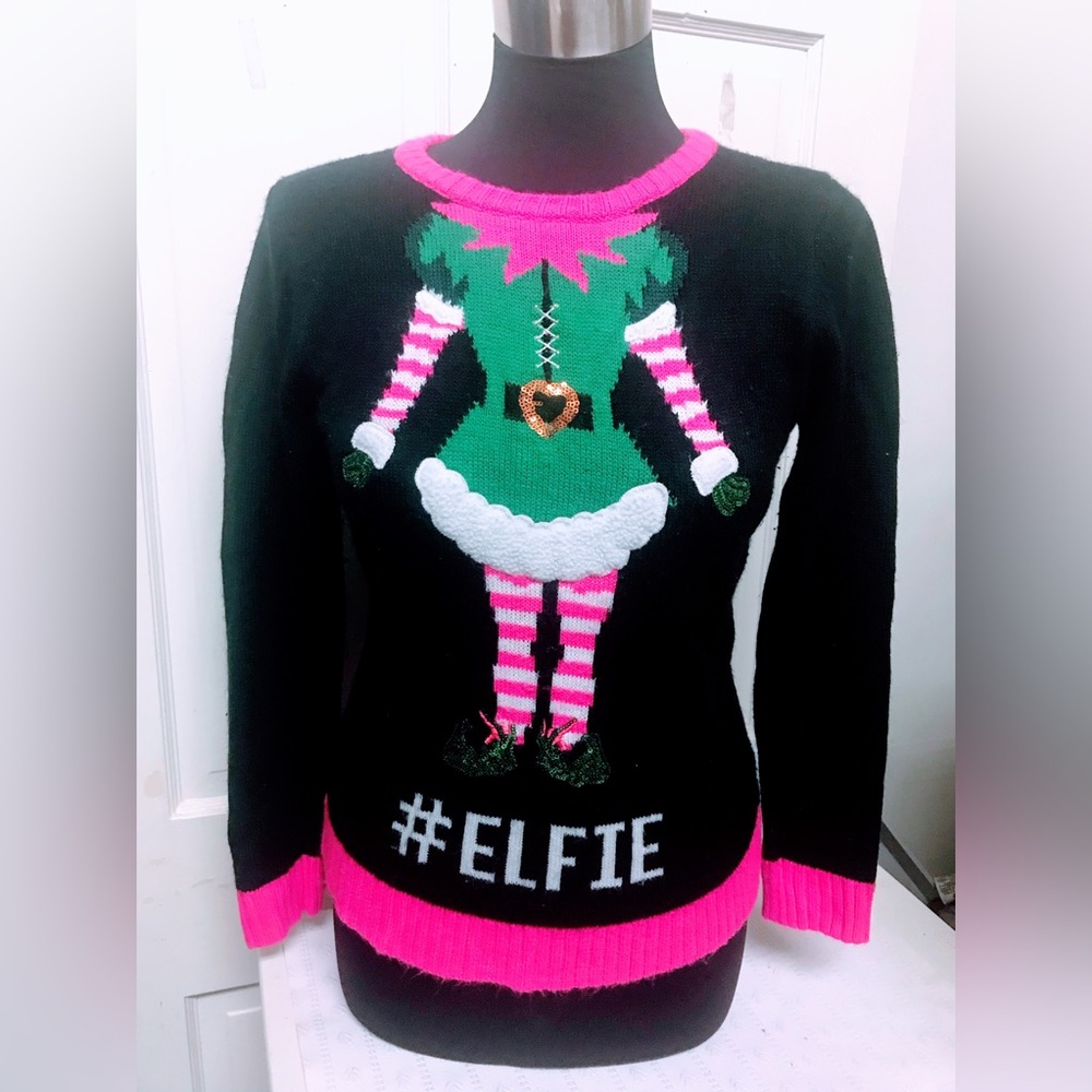 Youth Total Girls Christmas # ELFIE Sweater Size L-14 1/2 - 16 1/2 Plus